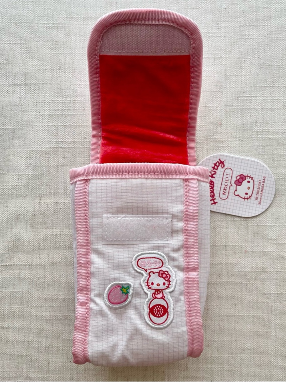 Sanrio Hello Kitty Kawaii x Retrospekt Camera Pouch with Strawberry Patches - Picture 5 of 8